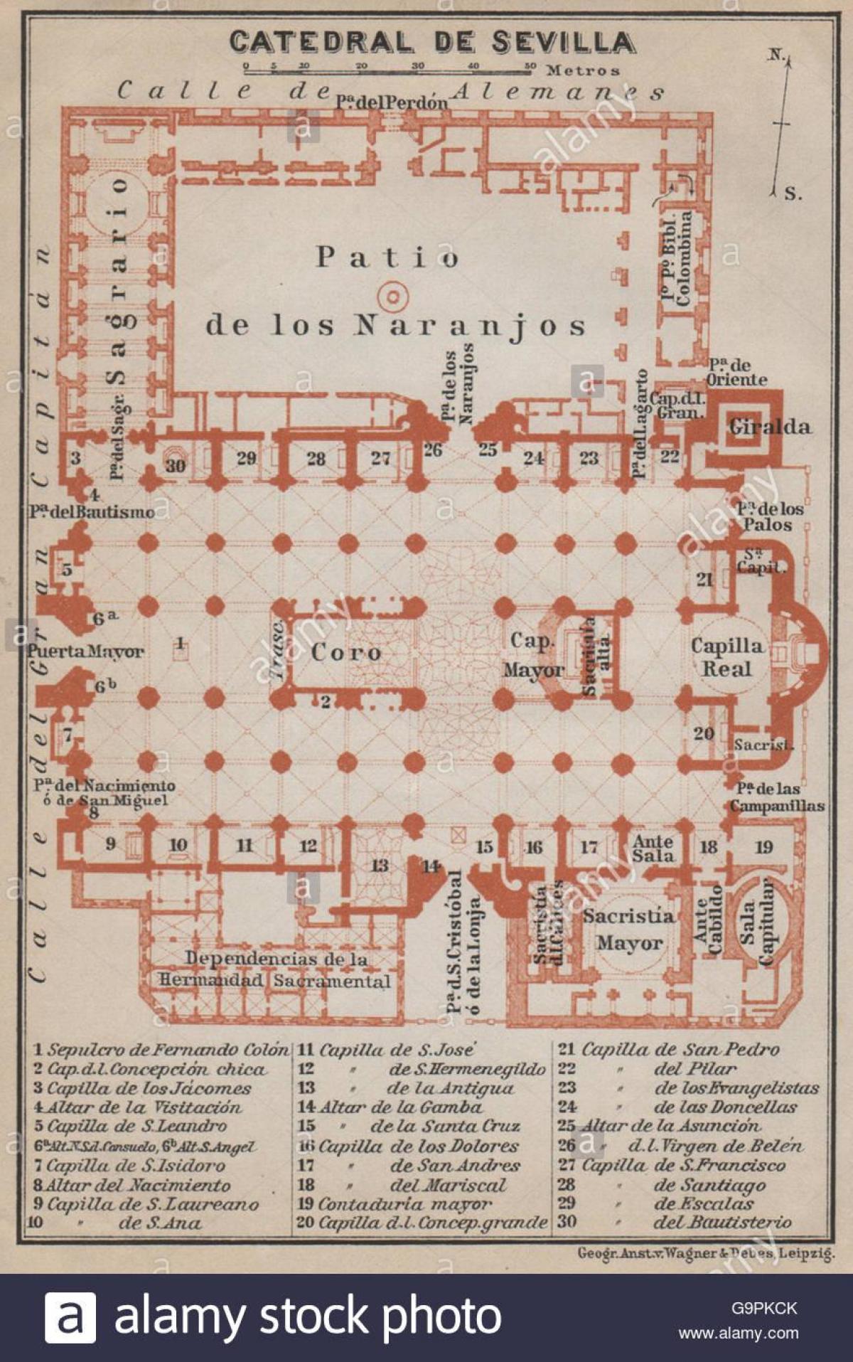 mappa della cattedrale di Siviglia