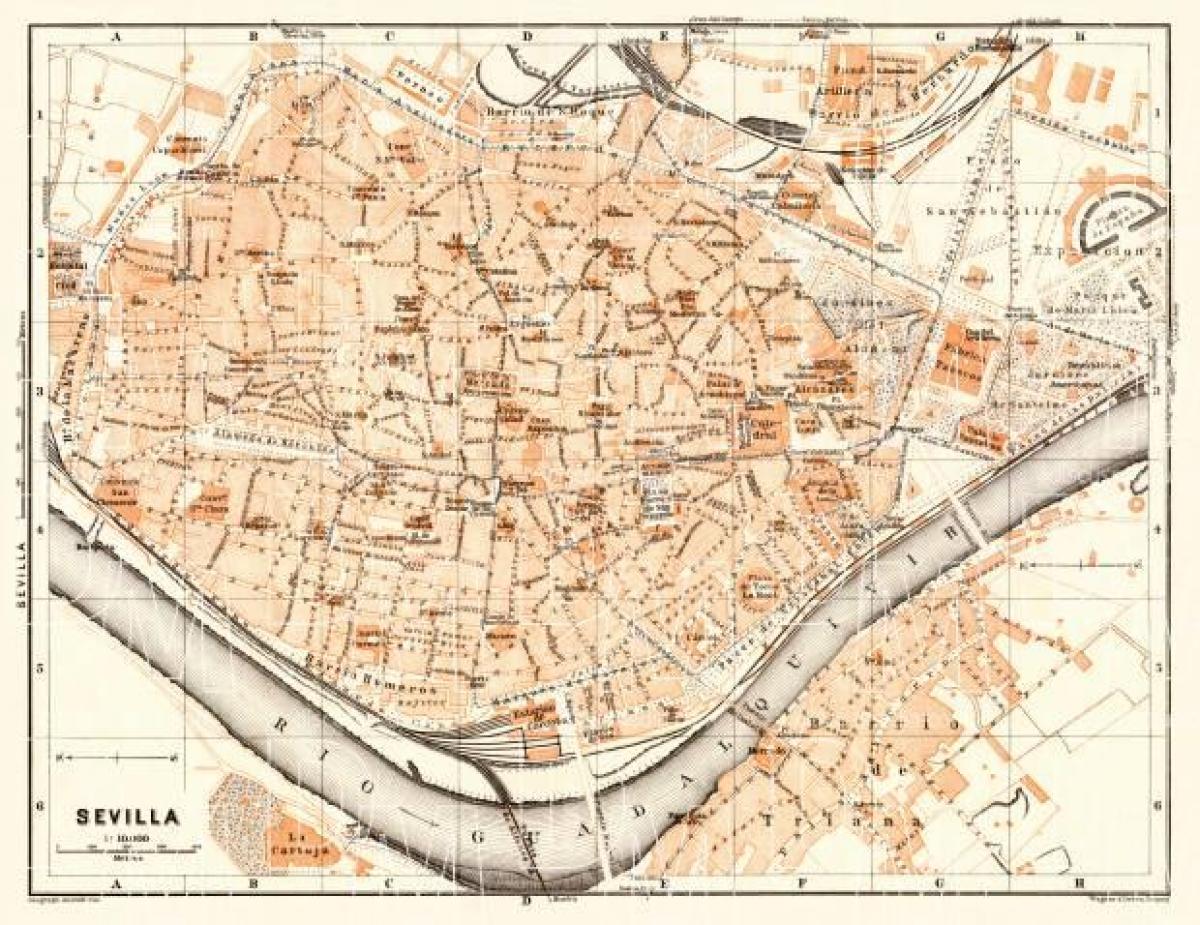 mappa della città vecchia di Siviglia, in spagna