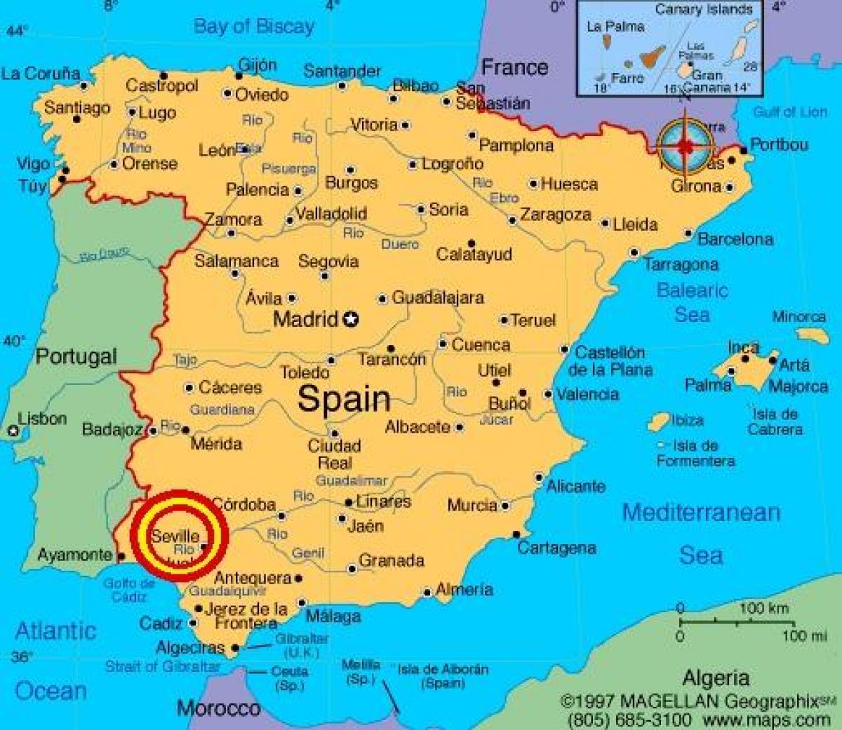 Sevilla, españa mappa