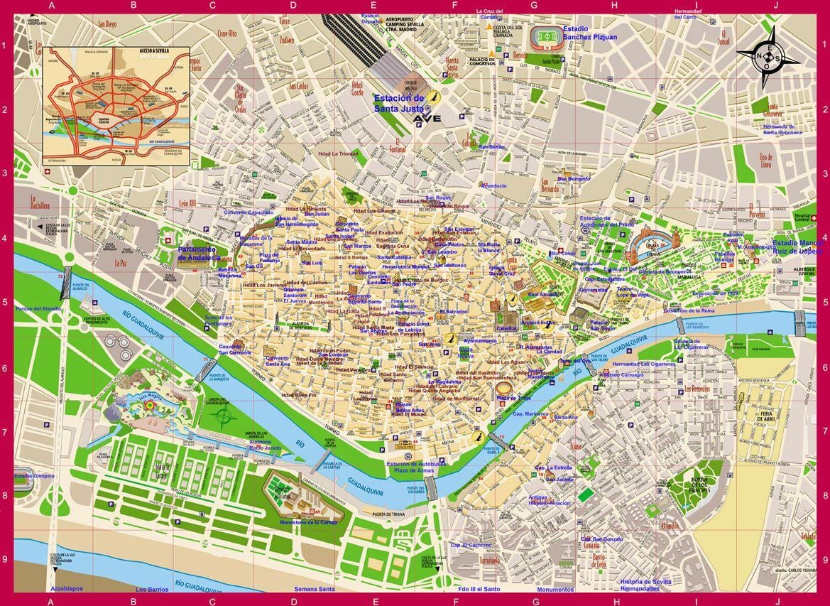 mappa di Siviglia area