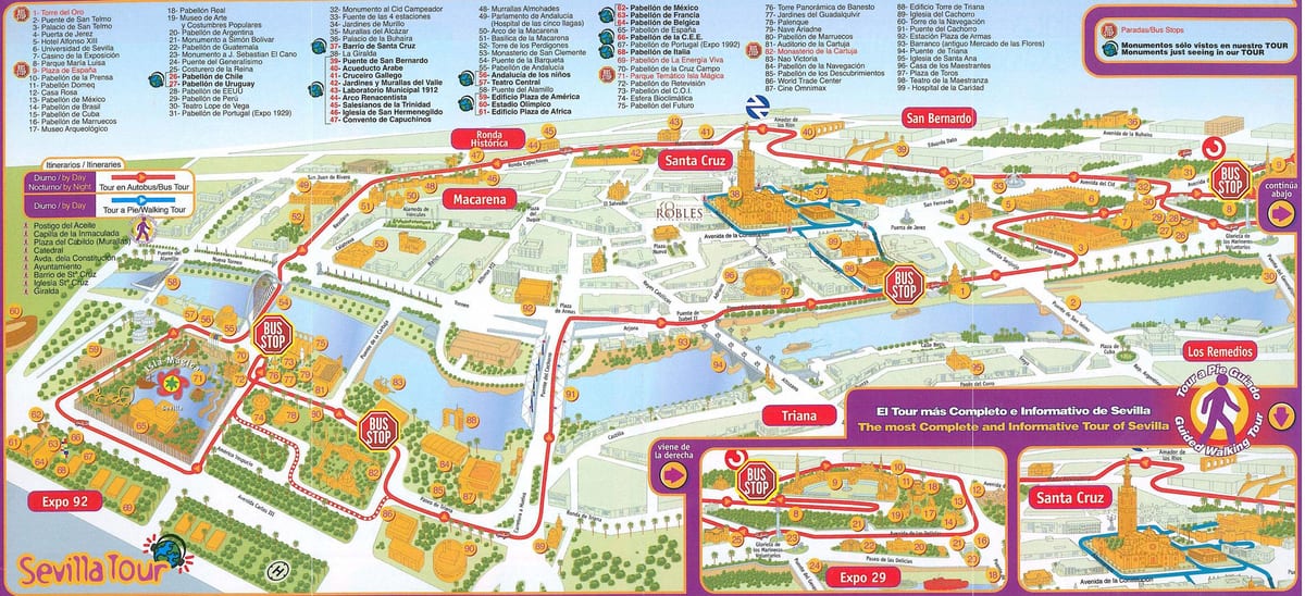 visita della città di Siviglia mappa