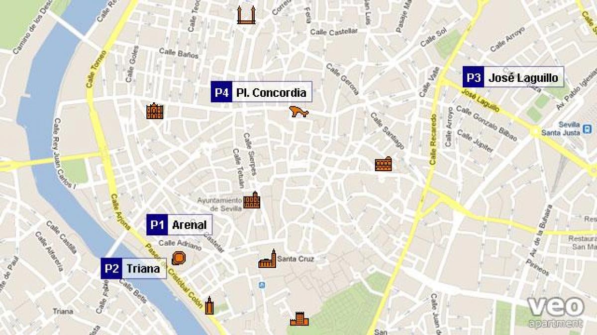 mappa di Siviglia parcheggio