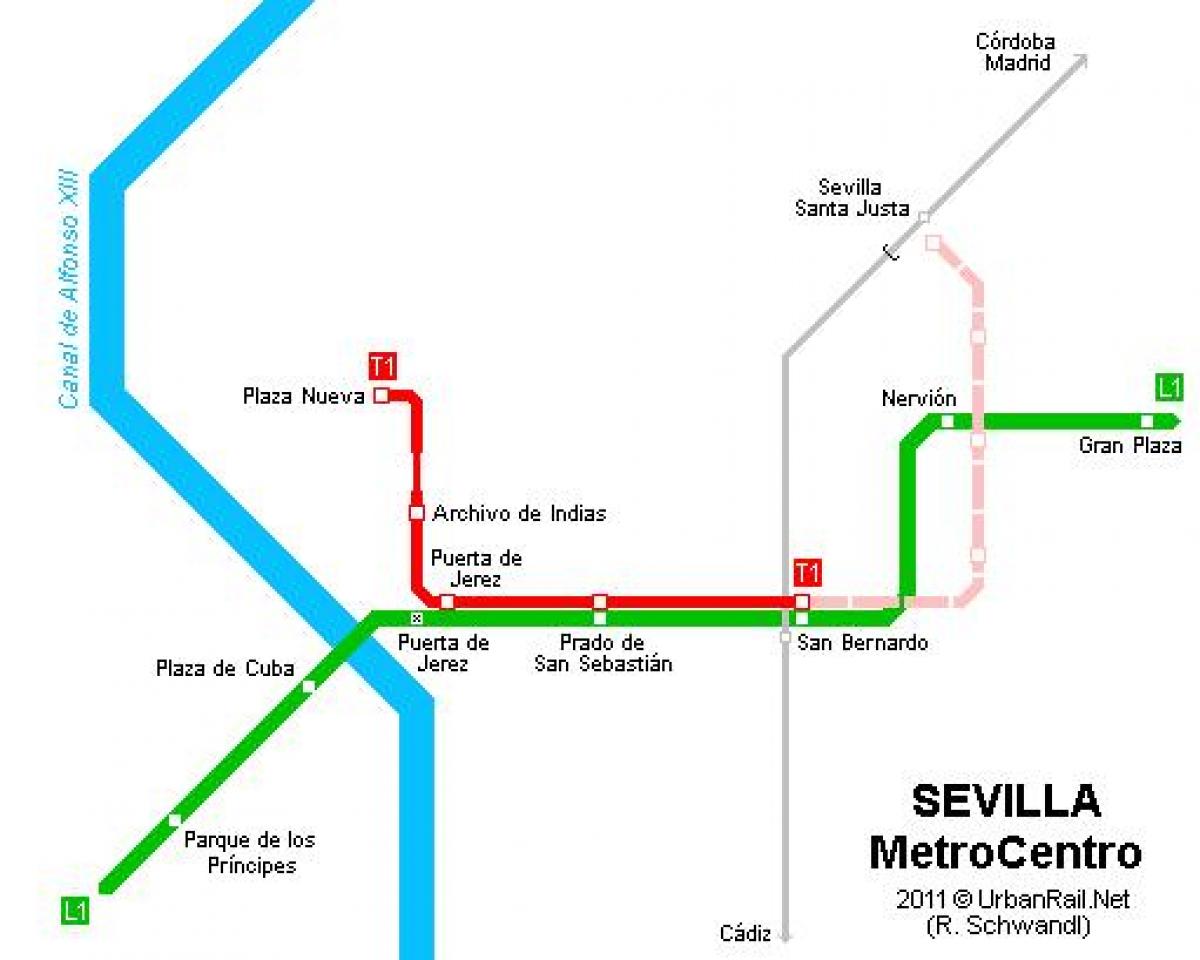 mappa di Siviglia tram